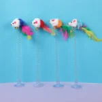 Spring Mouse Tease Cat Toy Sucker Elastic Swing Feather Belt Bell Sound Mouse Spot Wholesale Pet Cat Toys Interactive